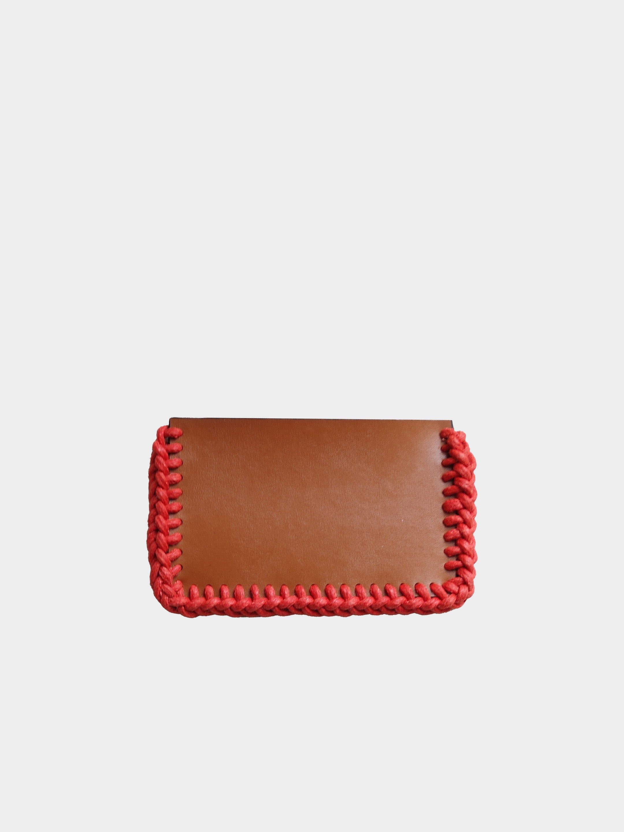 Cognac/ Red Vegan Leather Cardholder